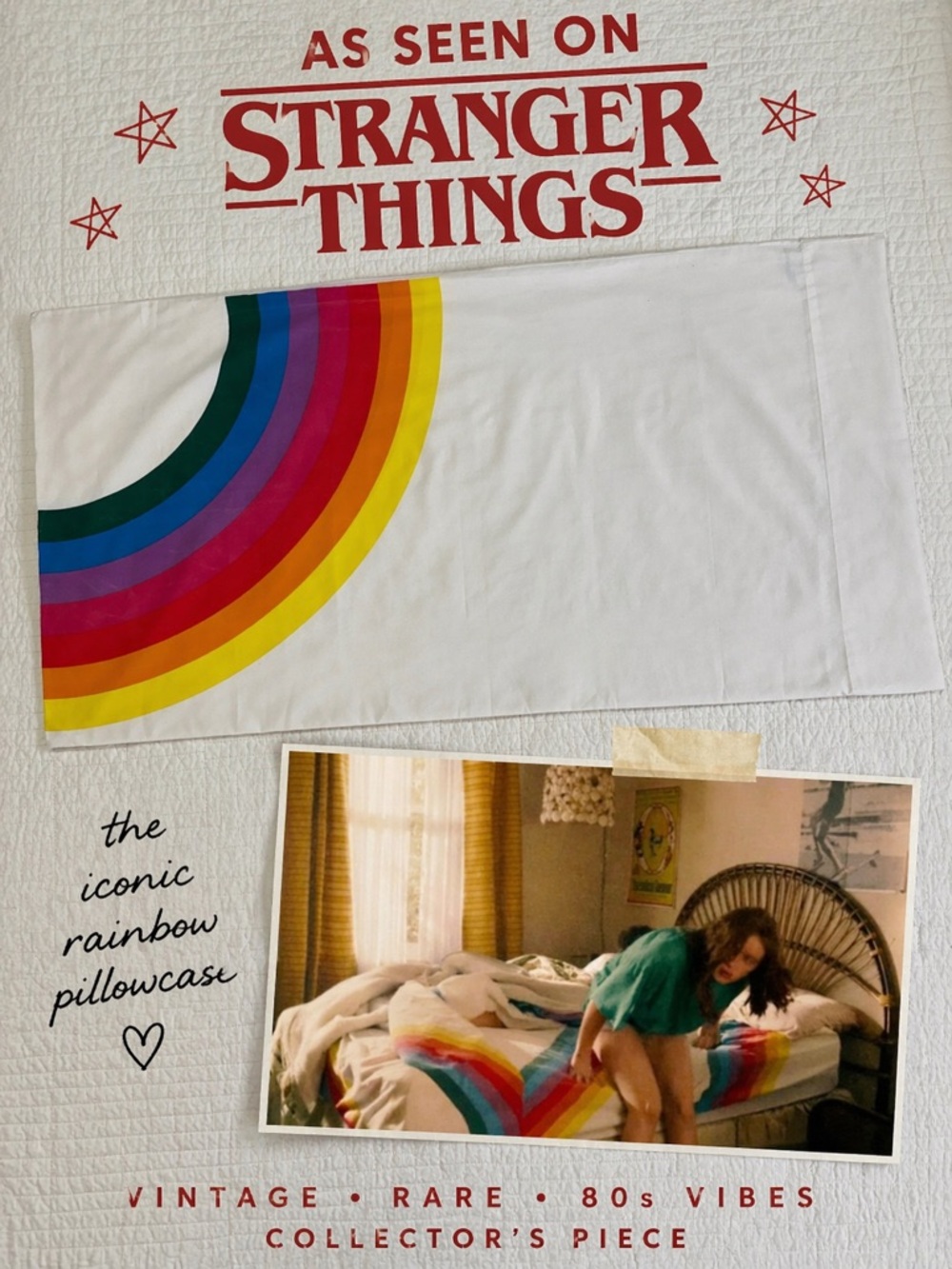 Stranger Things Rainbow Pillowcase Wamsutta White Rainbow King Sized Single